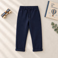 Pantalone bimbo blu navy in cotone con coulisse e tasche vista frontale