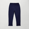 Pantalone bimbo blu navy in cotone con coulisse e tasche vista frontale