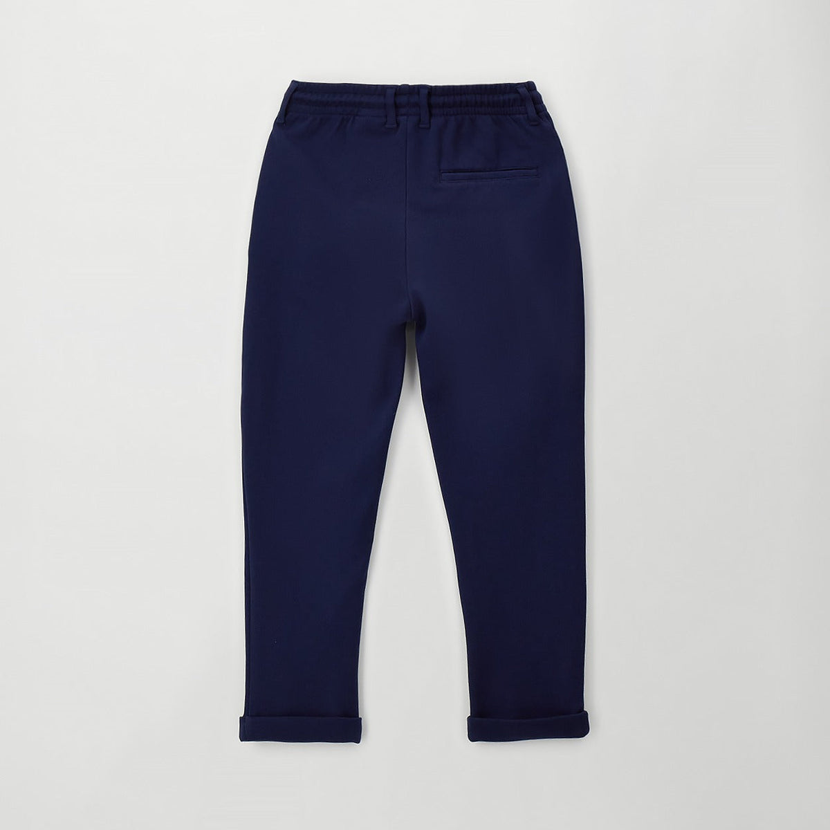 Pantalone bimbo blu navy in cotone con coulisse e tasche vista frontale