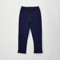 Pantalone bimbo blu navy in cotone con coulisse e tasche vista frontale