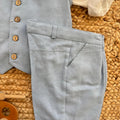 pantalone elegante bimbo azzurro cotone lino