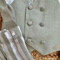 pantalone elegante bimbo con bretelle fantasia rigata
