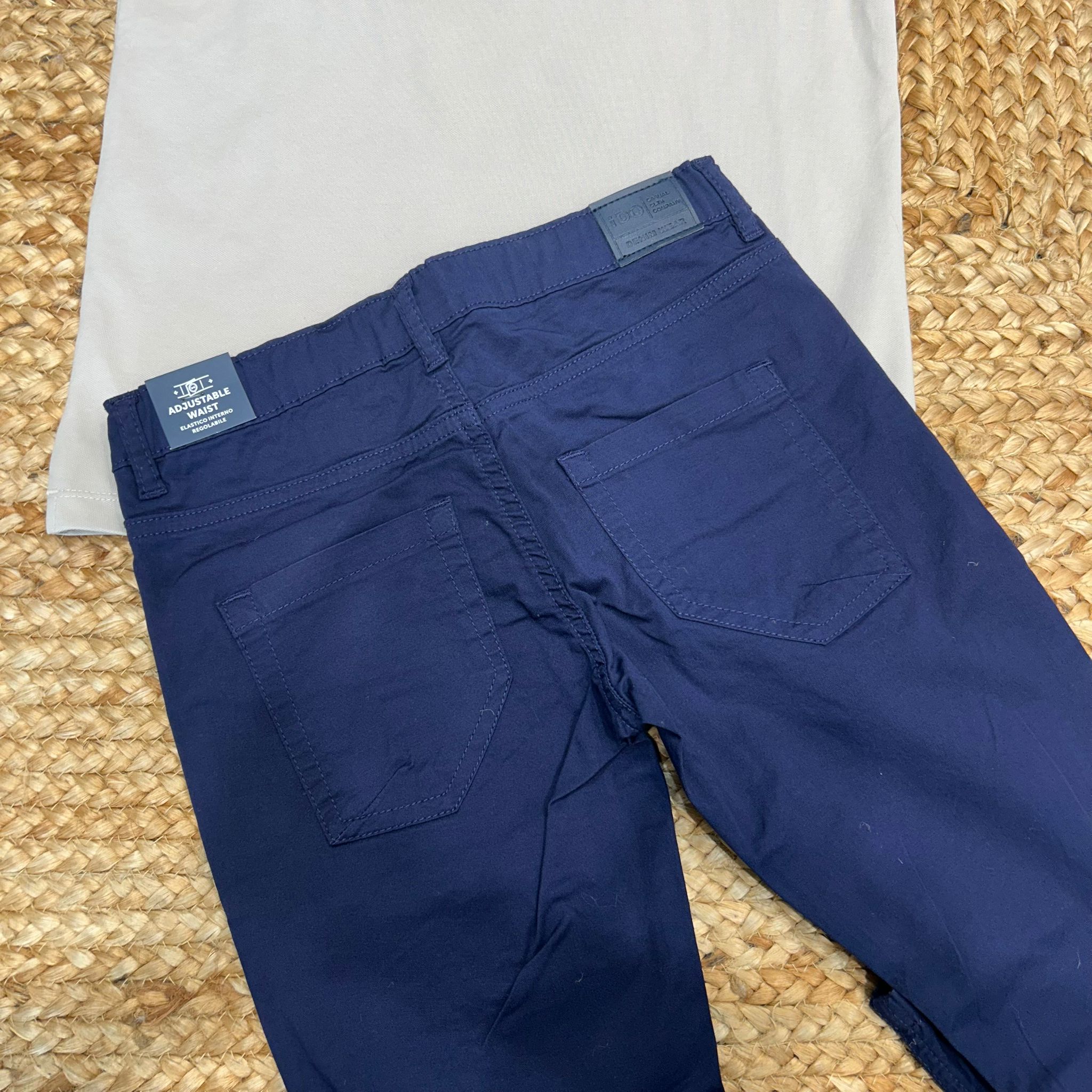 Retro pantalone blu navy bambino con tasche e vita regolabile