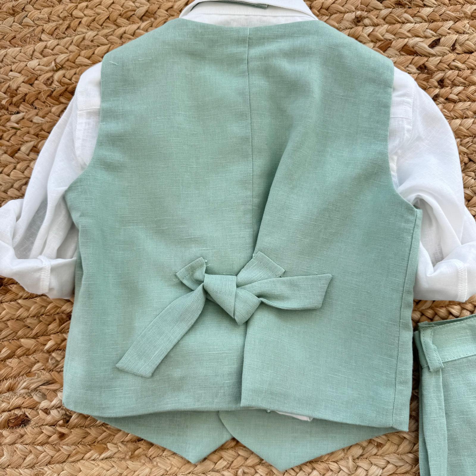 pantalone elegante bimbo azzurro cotone lino