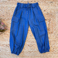  Pantalone chambray bambina con tasconi e coulisse in vita
