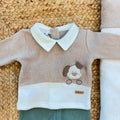 Uscita clinica neonato in caldo cotone panna, beige e verde salvia con copertina sfoderabile 65x85 cm