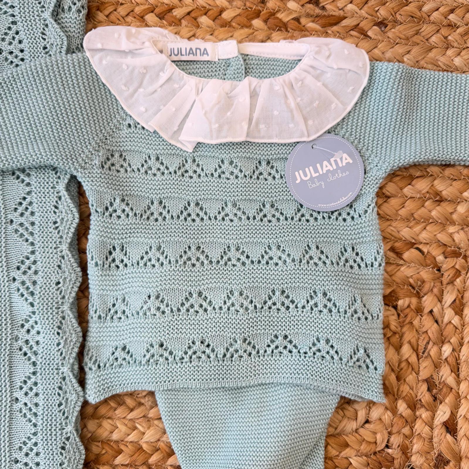 pantalone con piedini verde salvia in maglia