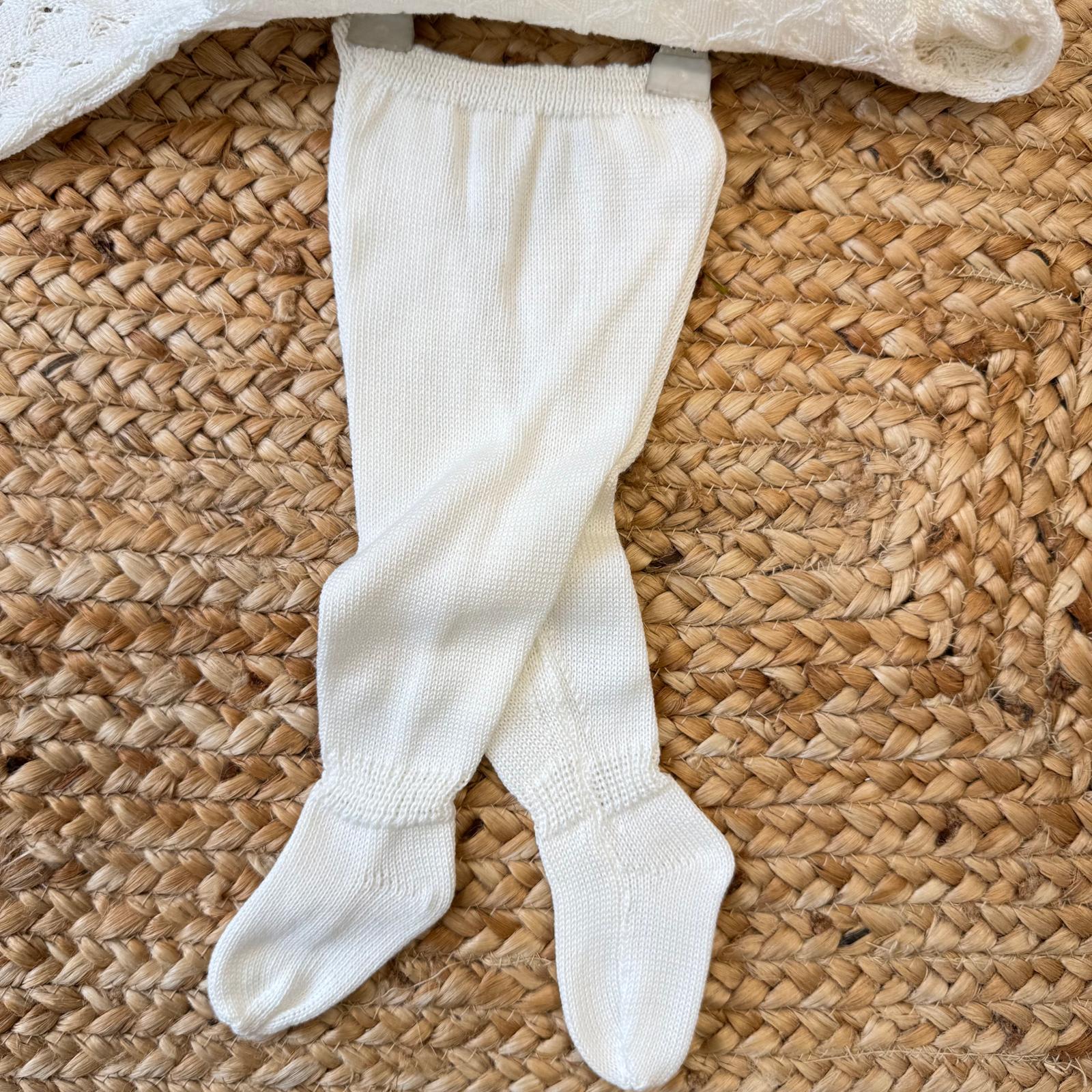 Pantalone con piedino tutina neonata panna