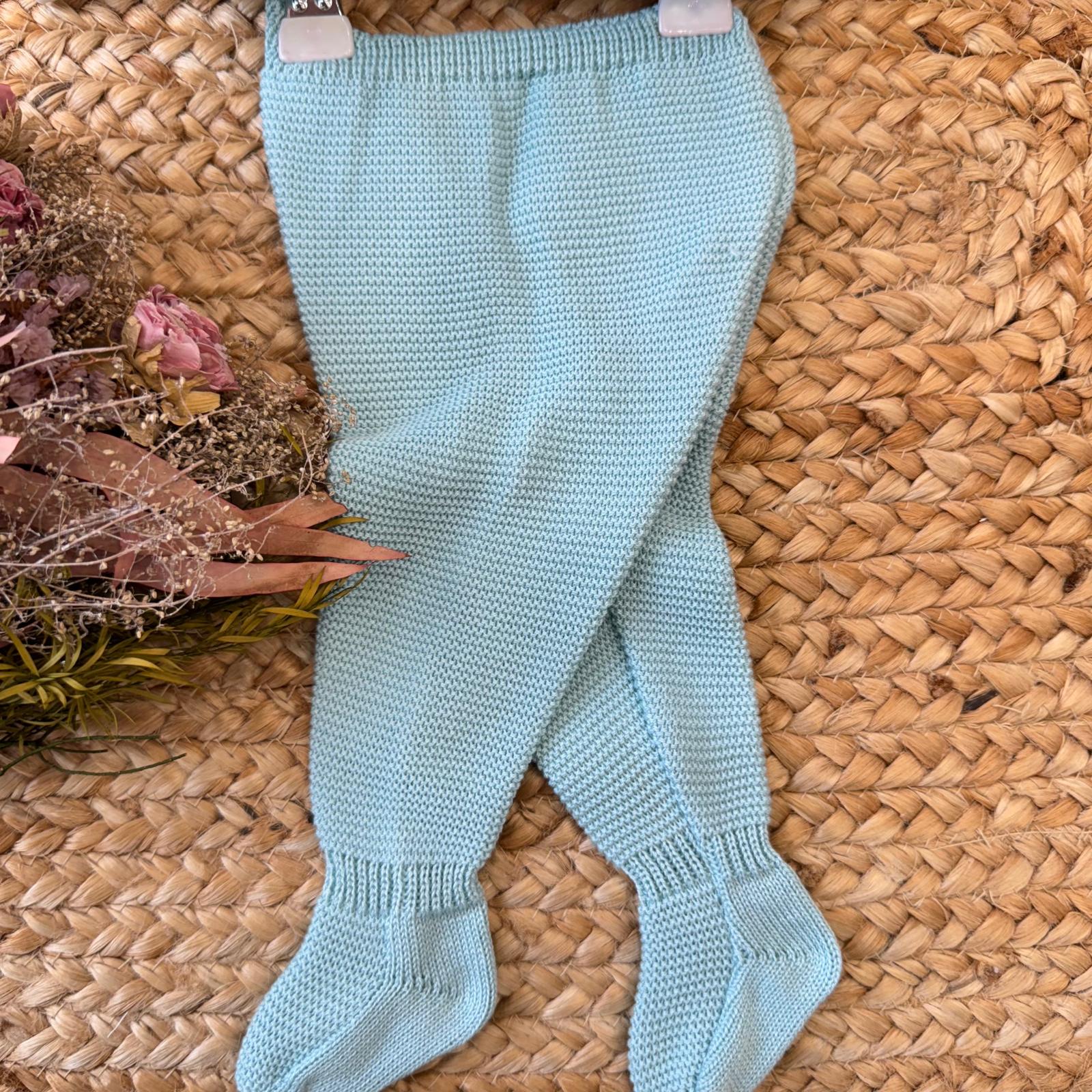 Pantalone con piedino tutina neonata verde acqua