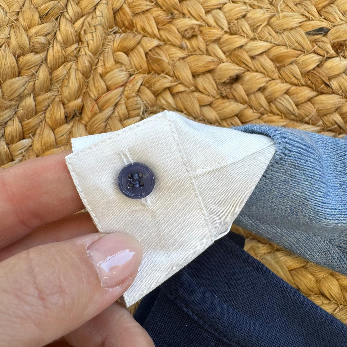 Completo battesimo bimbo azzurro e blu con dettaglio papillon e camicia bianca