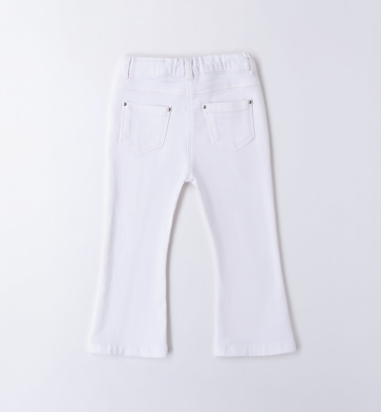 Pantalone bianco bambina con fiocco in strass


