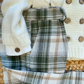 Completo cerimonia bimbo panna e verde tartan con cardigan