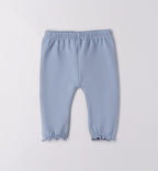 pantalone azzurro neonato in caldo cotone con arricciatura