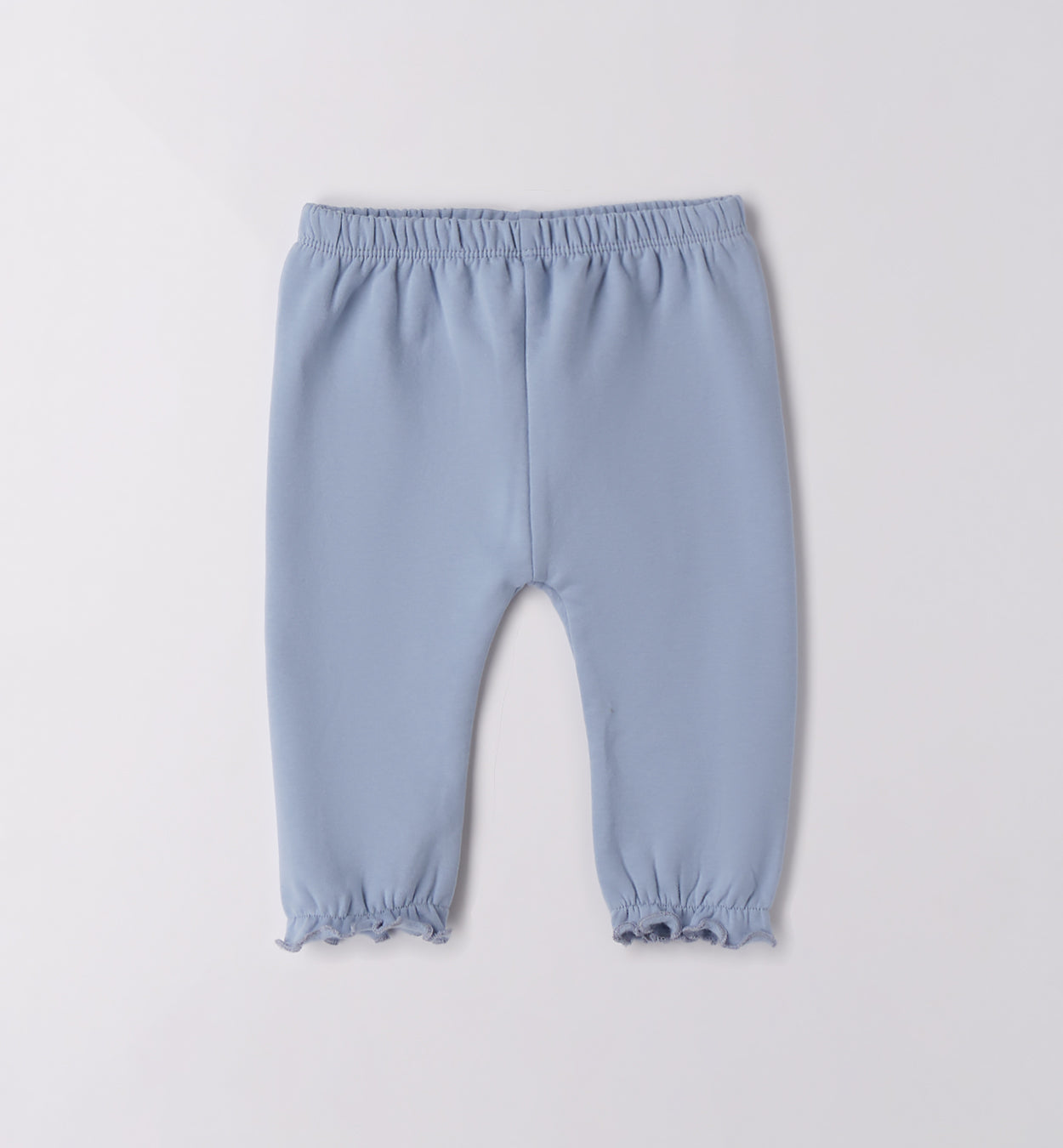 pantalone azzurro neonato in caldo cotone con arricciatura