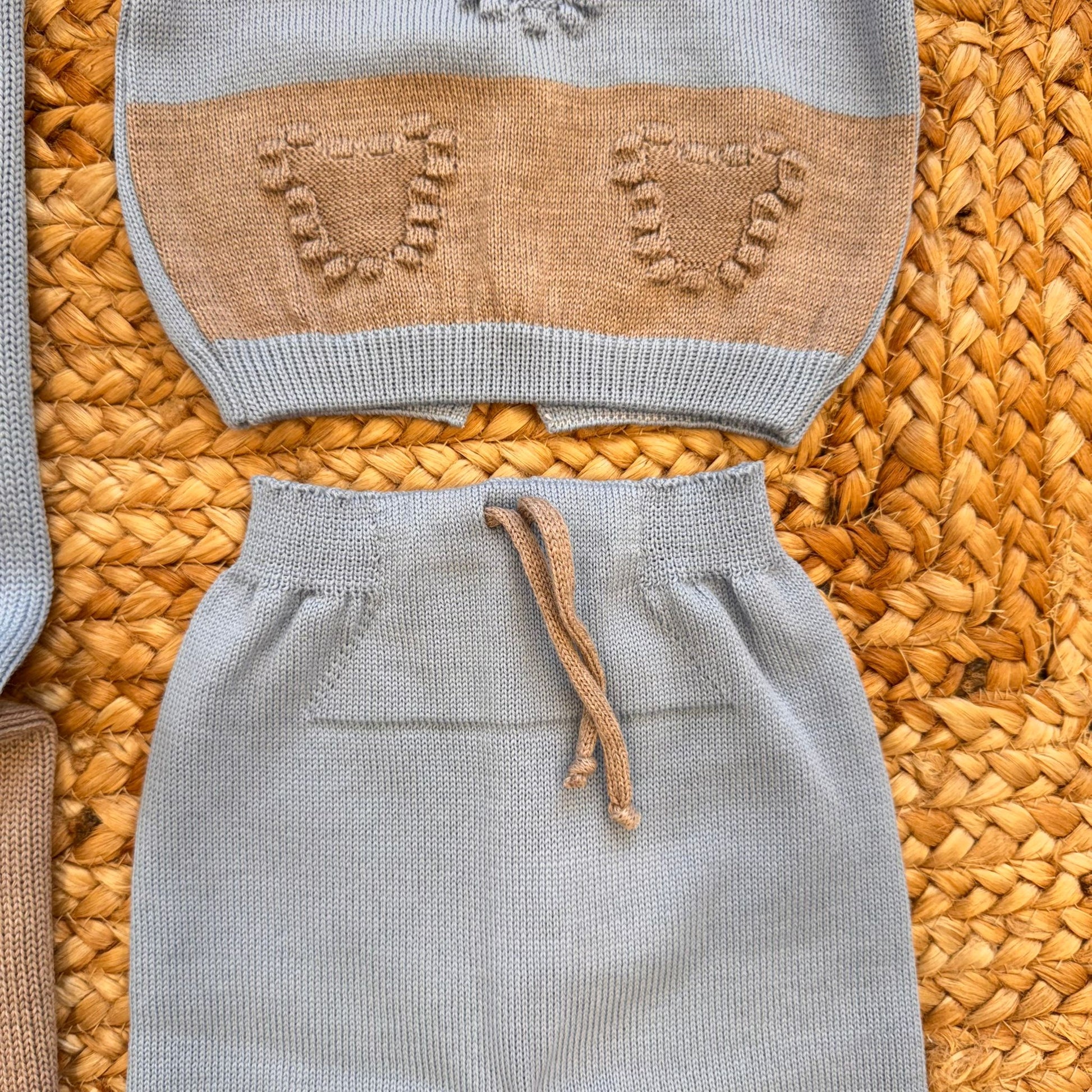 pantalone neonato in lana azzurro con coulisse