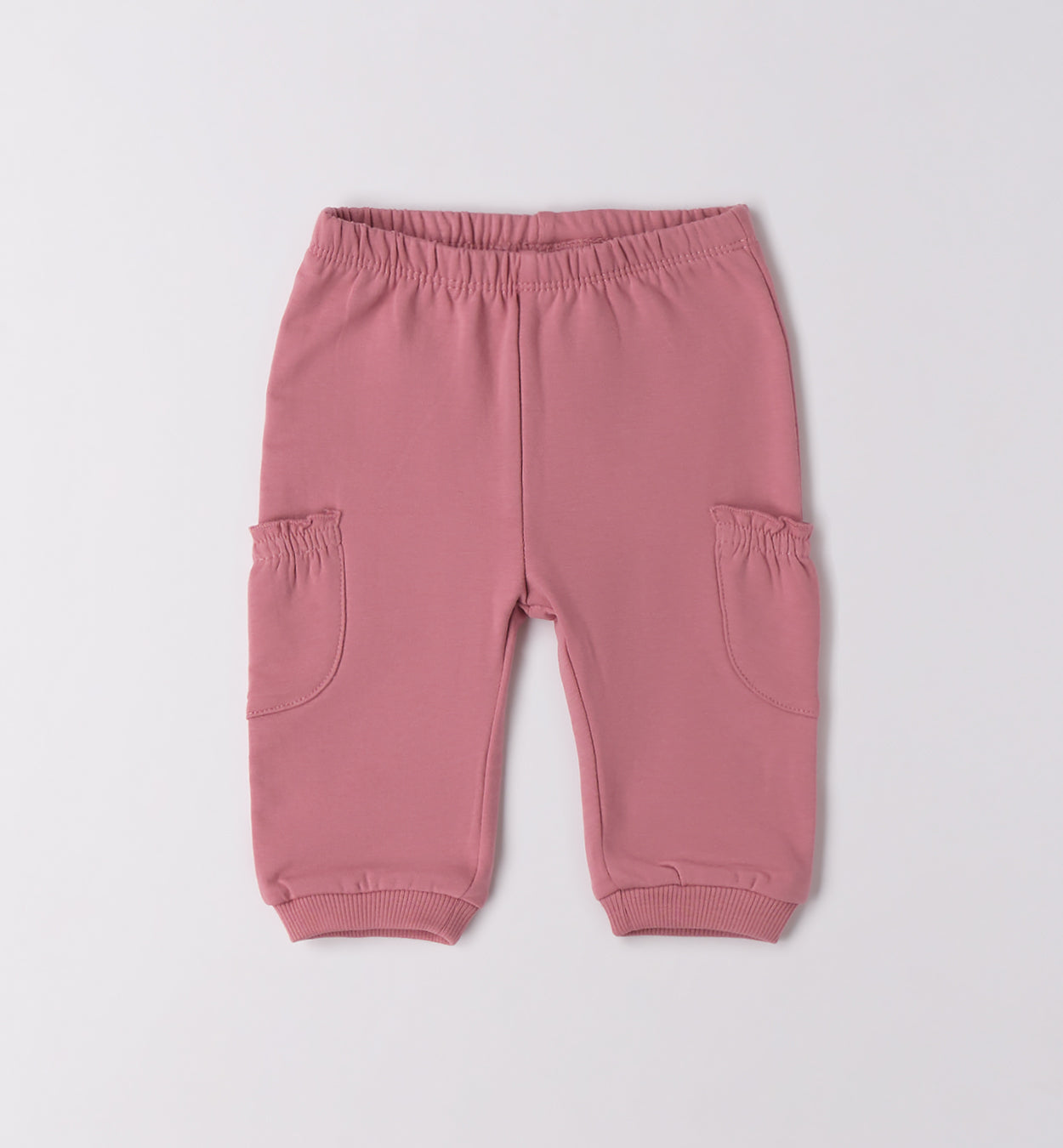 pantalone rosa neonata in caldo cotone con taschine laterali