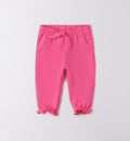 Pantaloni bambina rosa con elastico in vita e fiocchetto decorativo