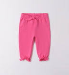 Pantaloni bambina rosa con elastico in vita e fiocchetto decorativo