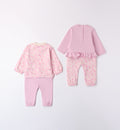 Retro completo bambina con felpa e maglietta rosa
