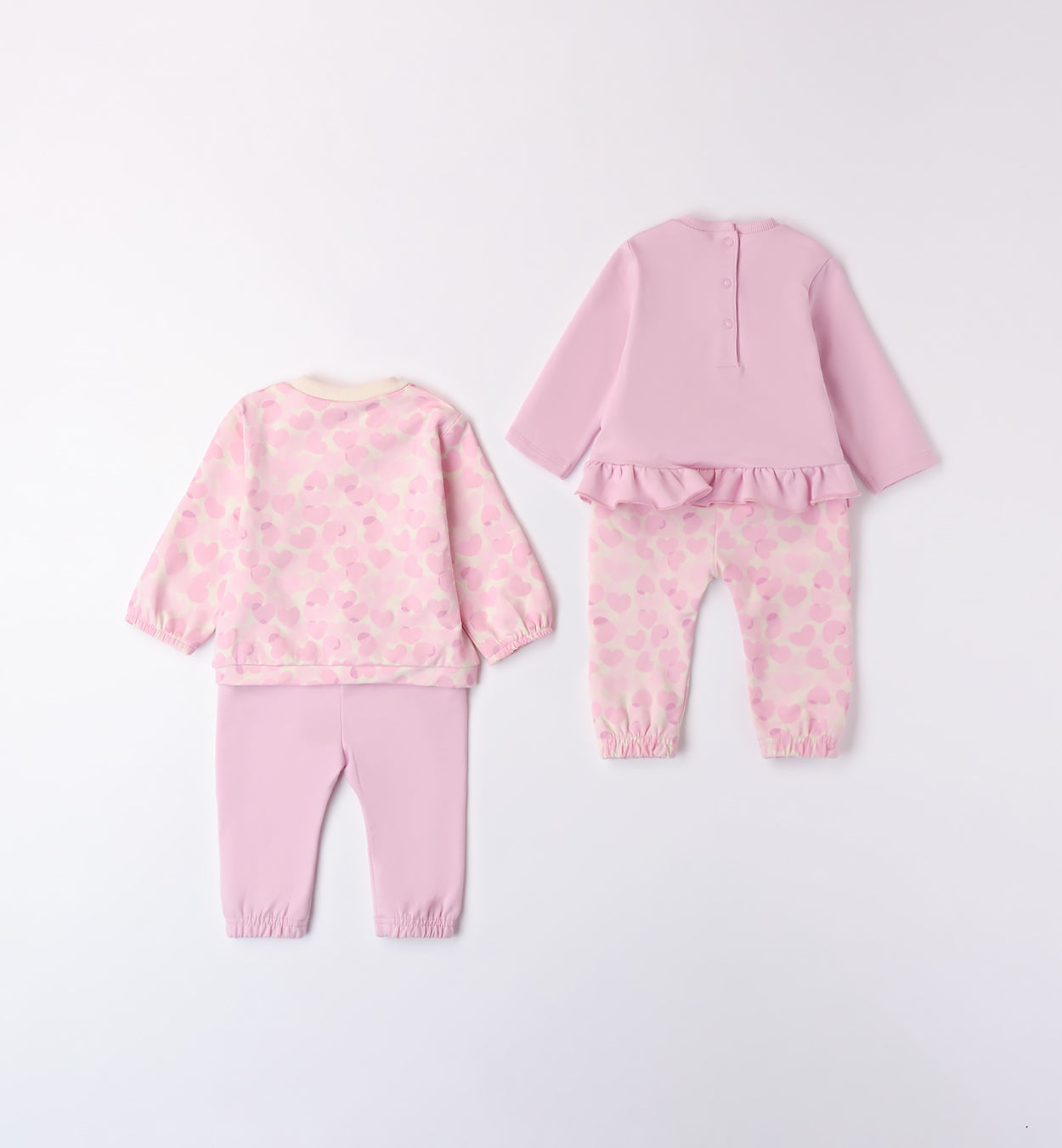 Retro completo bambina con felpa e maglietta rosa