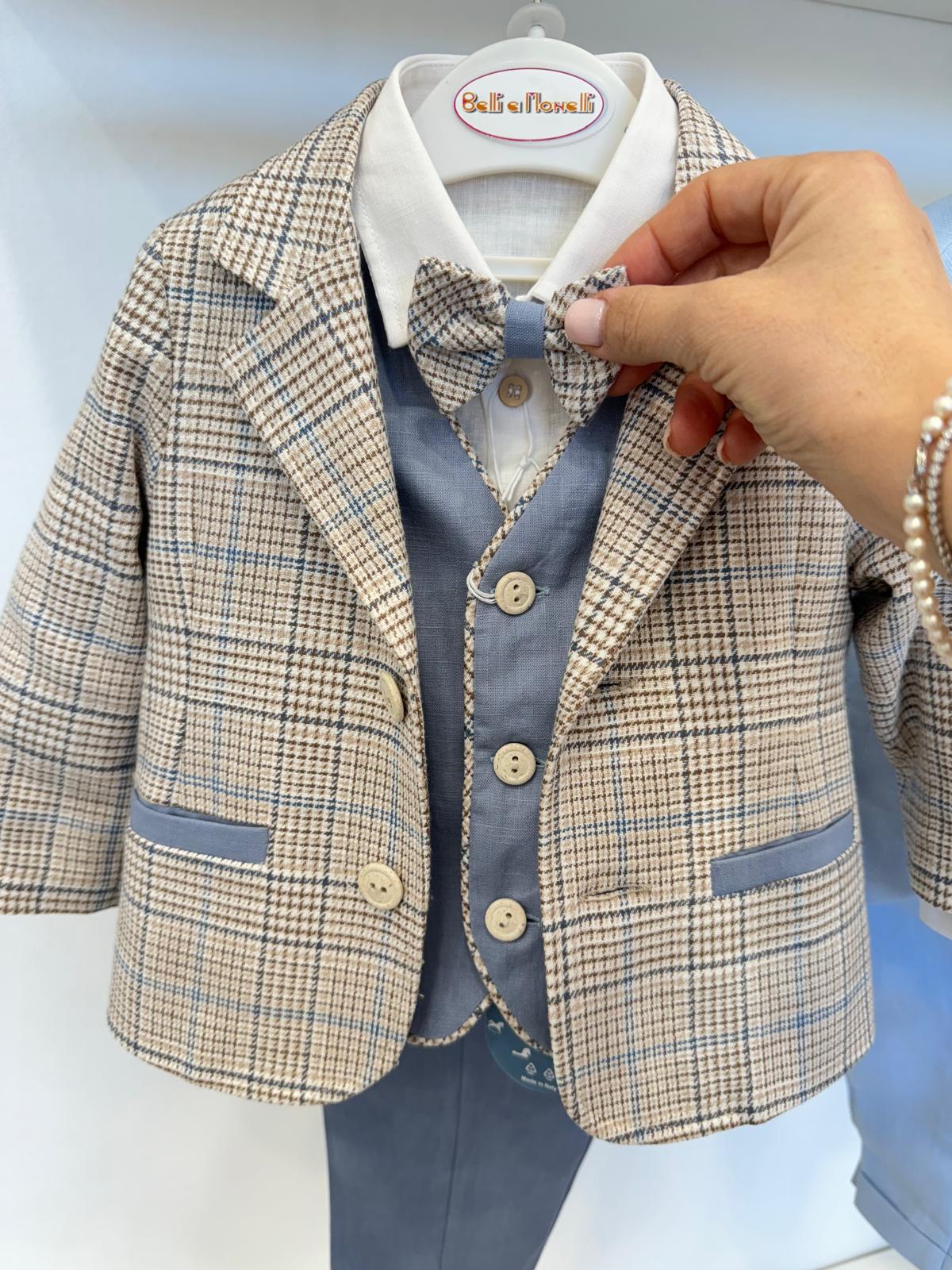 completo battesimo bambino lino cotone elegante