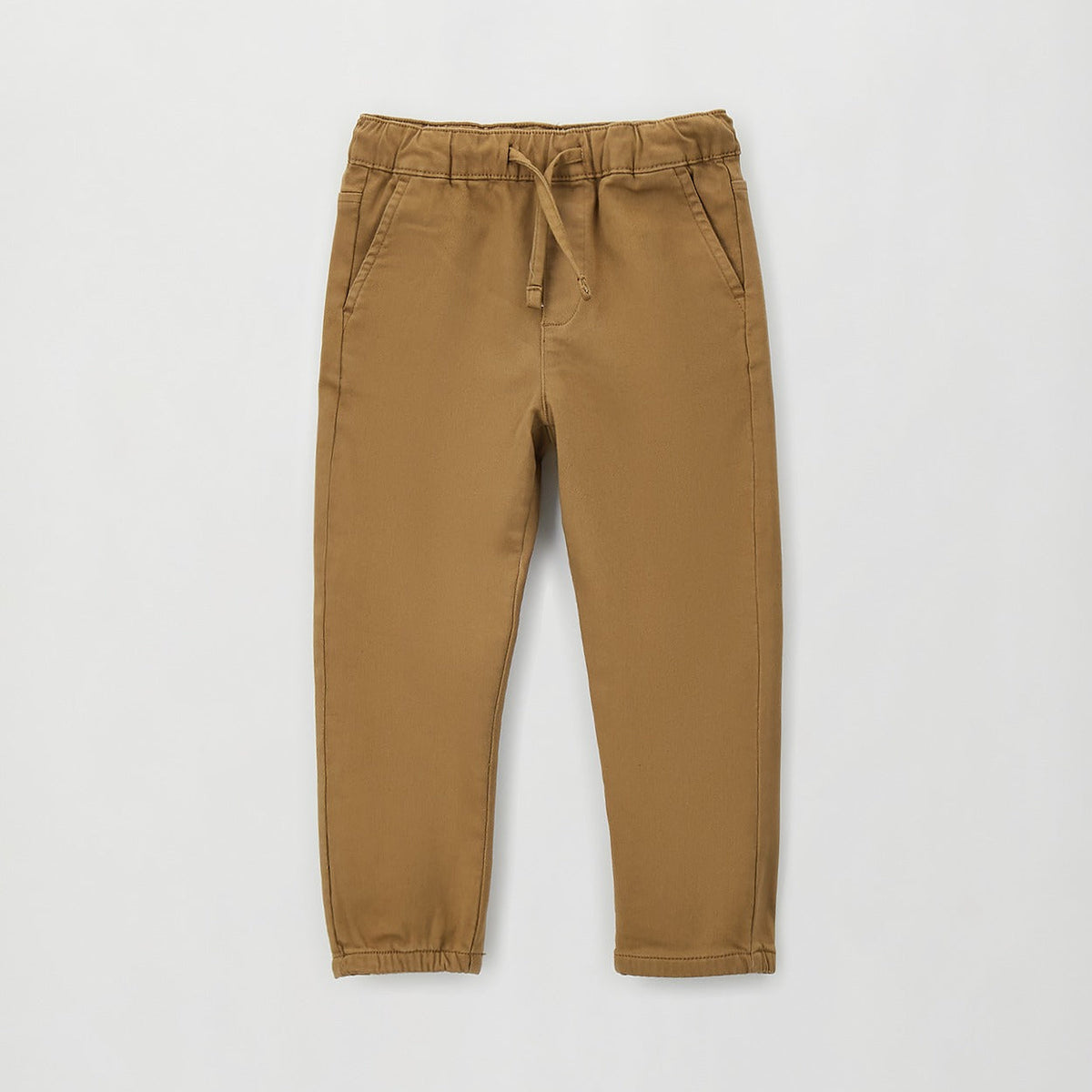 Pantaloni bimbo marrone con vita elasticizzata, coulisse e tasche laterali