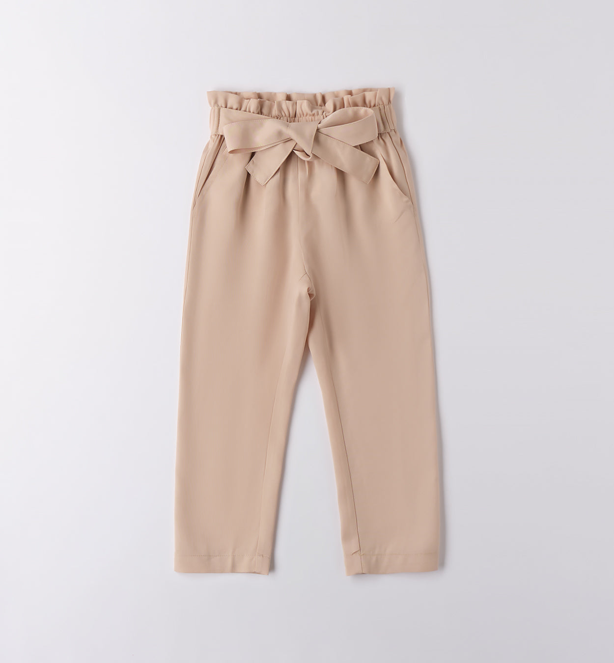 Pantaloni eleganti beige bambina con fiocco