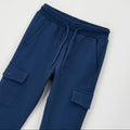Pantaloni cargo blu bimbo con coulisse e tasconi laterali
