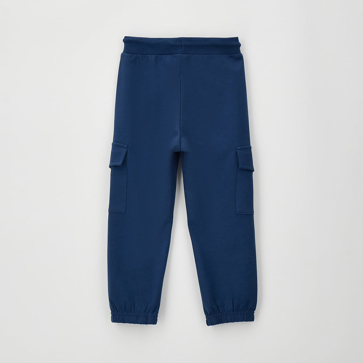 Pantaloni cargo blu bimbo con coulisse e tasconi laterali