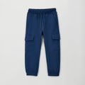 Pantaloni cargo blu bimbo con coulisse e tasconi laterali
