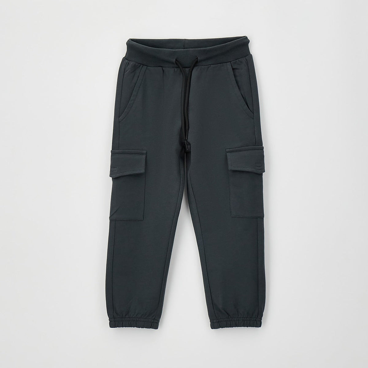 Pantaloni cargo grigi bimbo con coulisse e tasche laterali