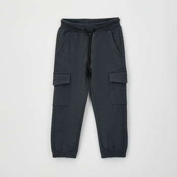 Pantaloni cargo grigi bimbo con coulisse e tasche laterali
