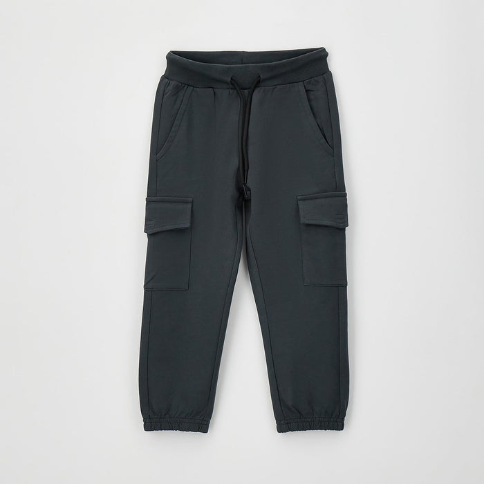 Pantaloni cargo grigi bimbo con coulisse e tasche laterali