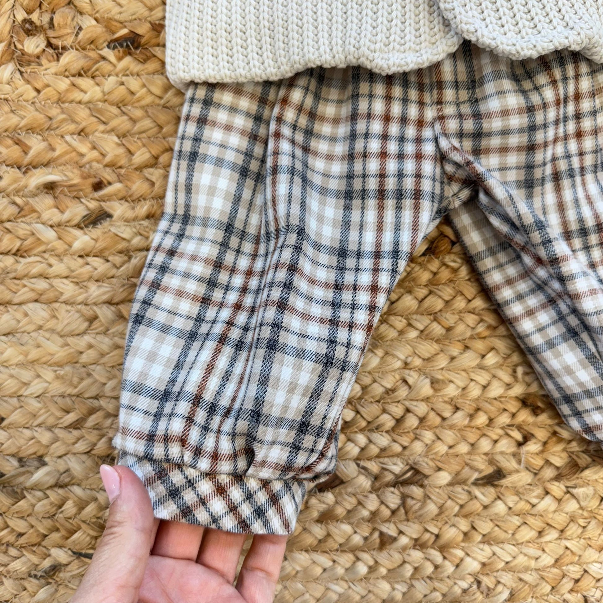 pantaloni a quadri marroni e beige eleganti bimbo
