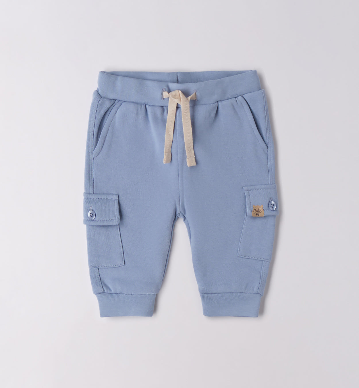 pantaloni azzurri cargo neonato cotone