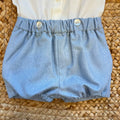 Completo battesimo bimbo azzurro polvere e bianco con papillon