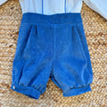 Pantalone azzurro polvere con pieghe completo battesimo bimbo