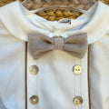 Completo battesimo bimbo beige e bianco con papillon