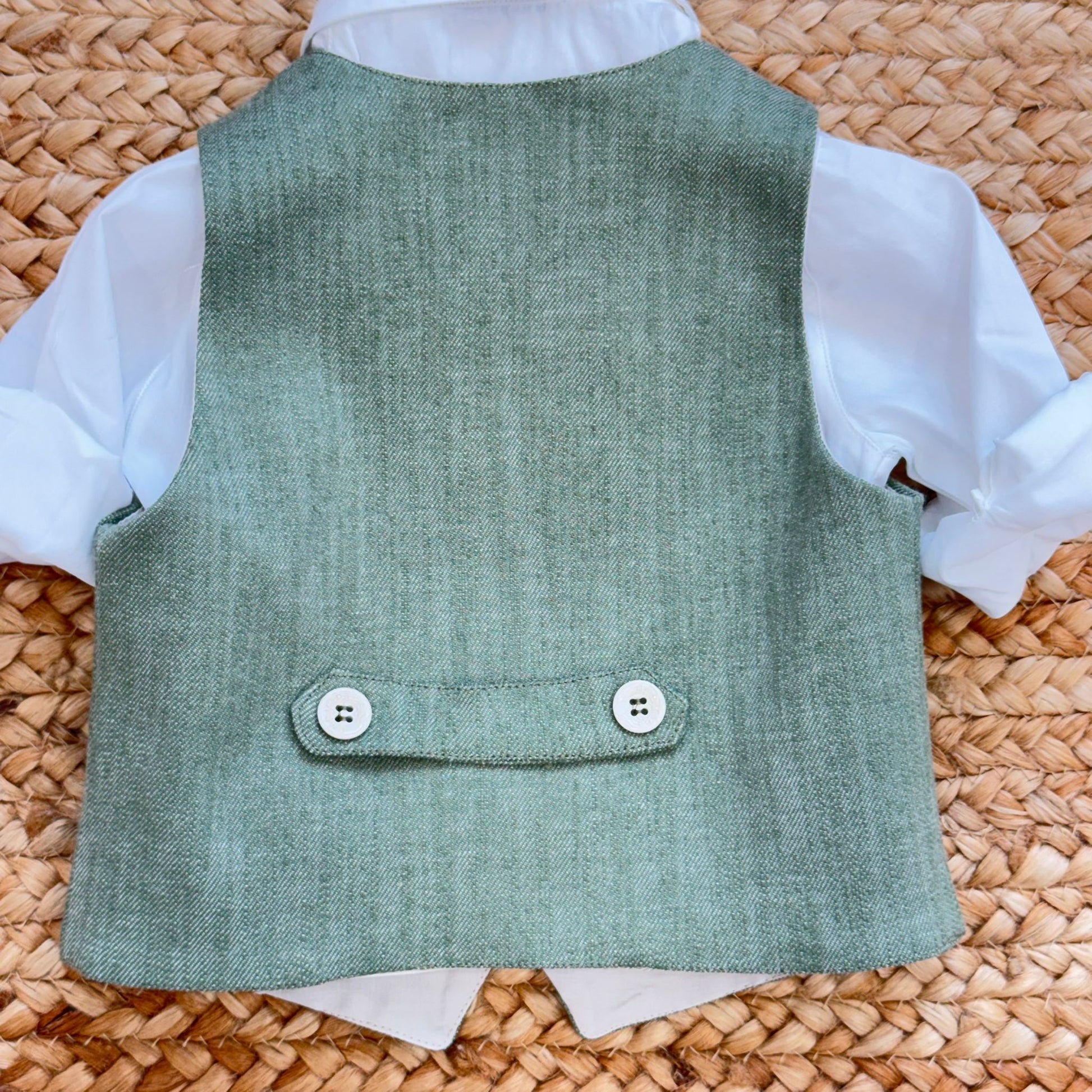 retro gilet verde salvia completo battesimo bimbo