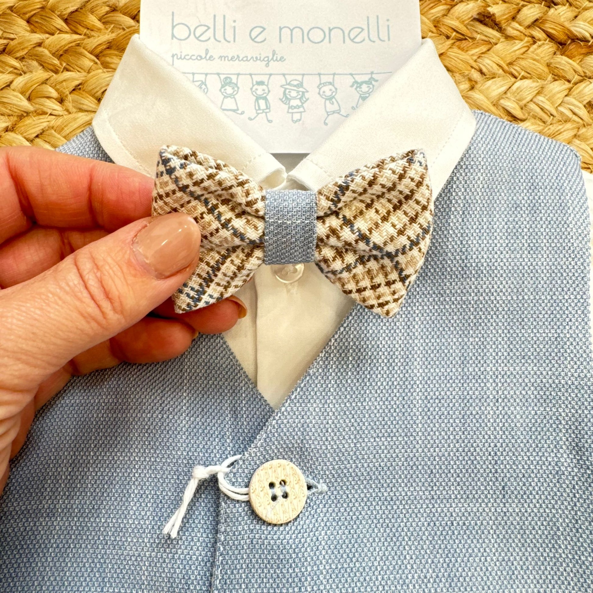 dettaglio papillon principe di galles completo bimbo