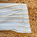 papillon elegante a righe celeste e panna per battesimo neonato