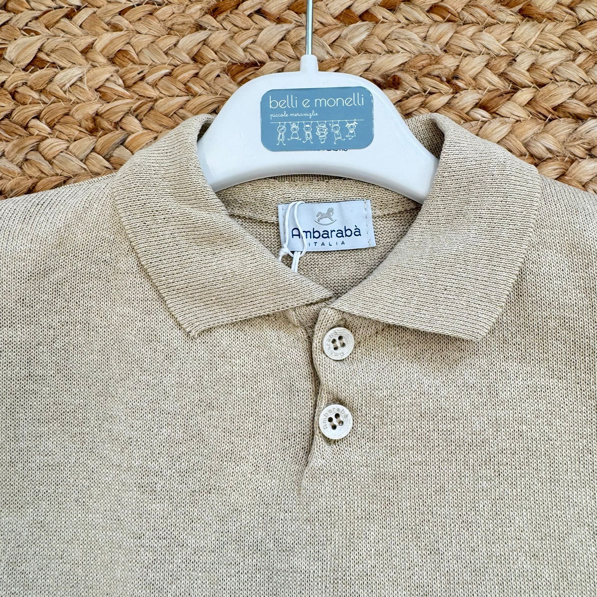 polo bimbo beige con colletto e bottoni cotone acrilico