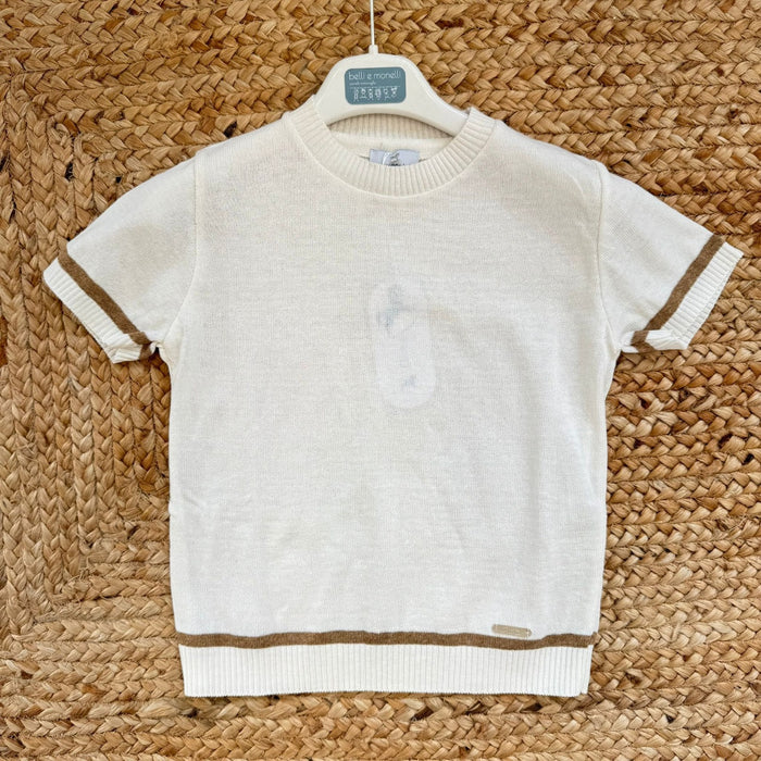 polo bambino elegante panna in maglia cotone acrilico
