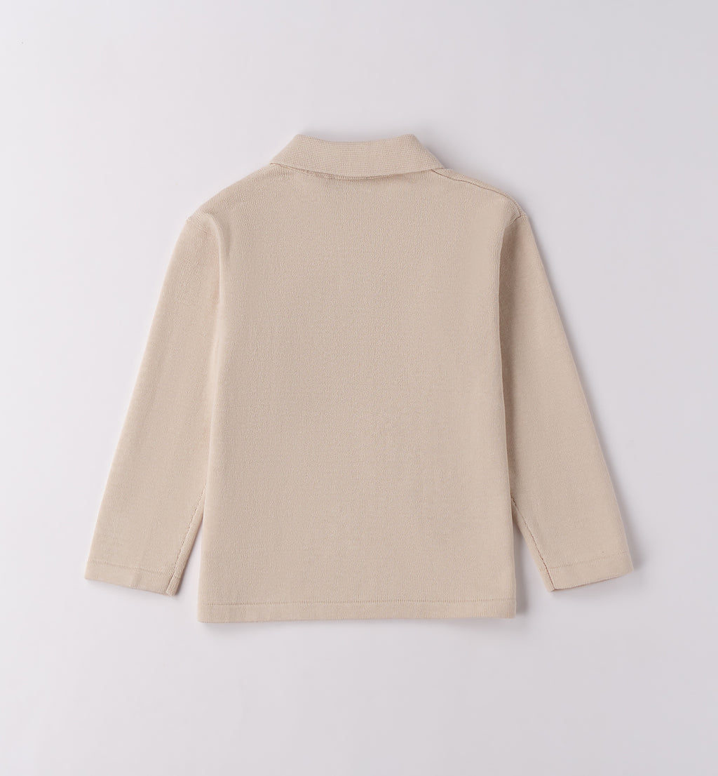 polo bambino beige retro liscio