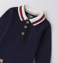 polo bimbo cotone blu dettaglio colletto e taschino