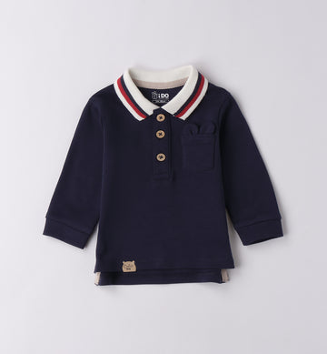 polo bimbo cotone blu fronte