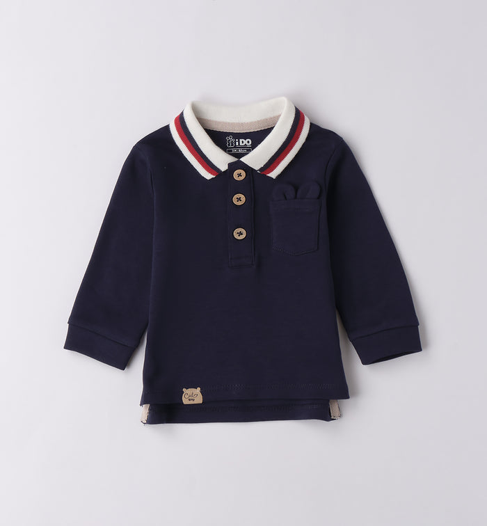 polo bimbo cotone blu fronte