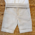 Pantaloncini da cerimonia bambino beige con dettagli sartoriali