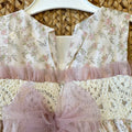retro abito bambina con fiocco grande in tulle