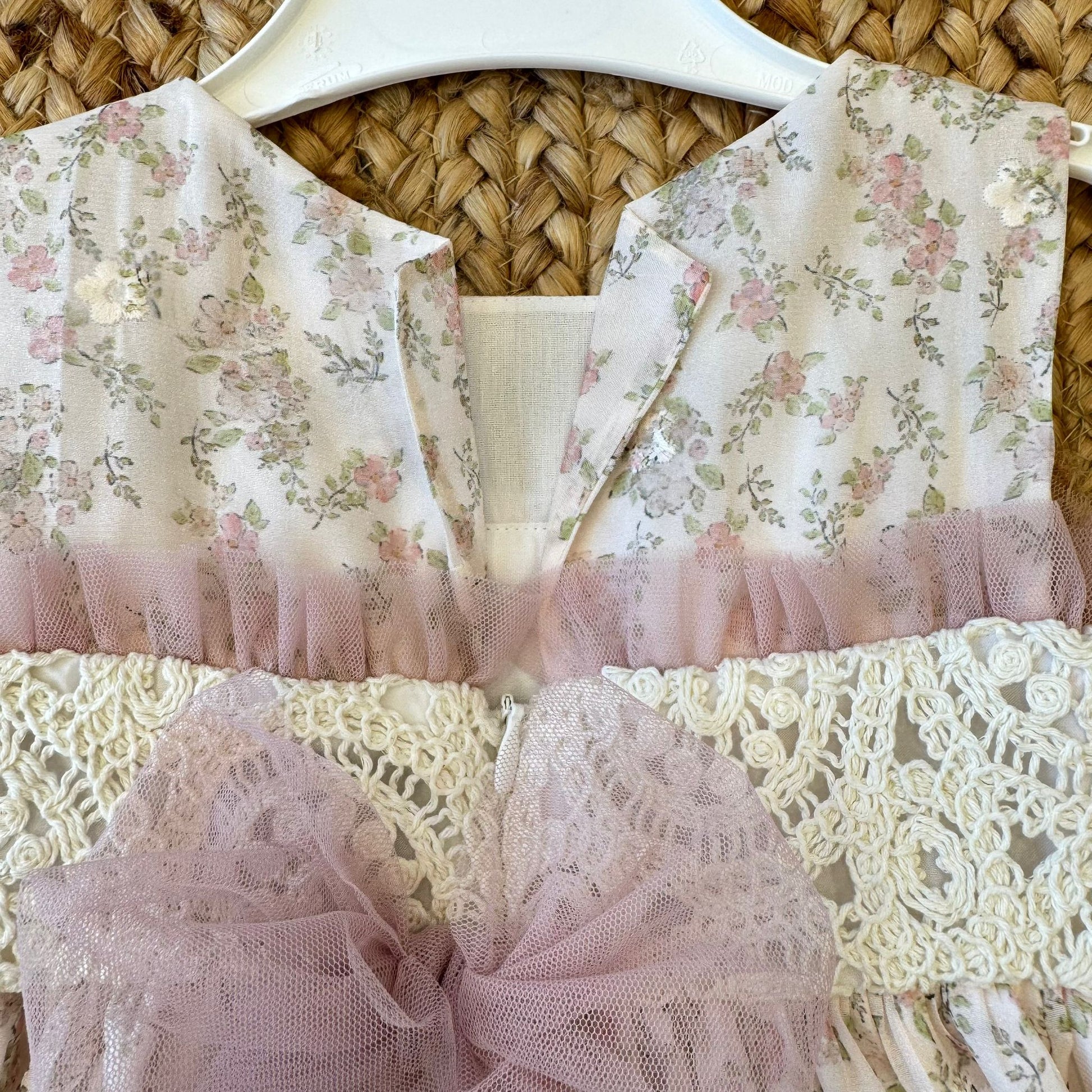 retro abito bambina con fiocco grande in tulle